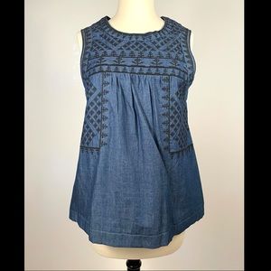 Forever 21 Embroidered Chambray Sleeveless Tunic